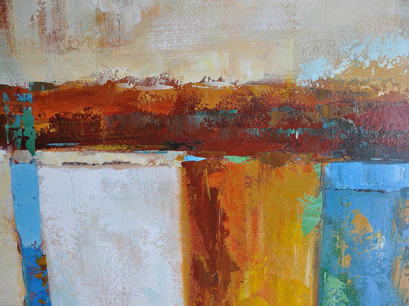 Original Extra Large Wall Art,Oversized Horizontal Contemporary Art,Living Room Canvas Art,Blue,Yellow,White,Brown,Light Yellow.etc